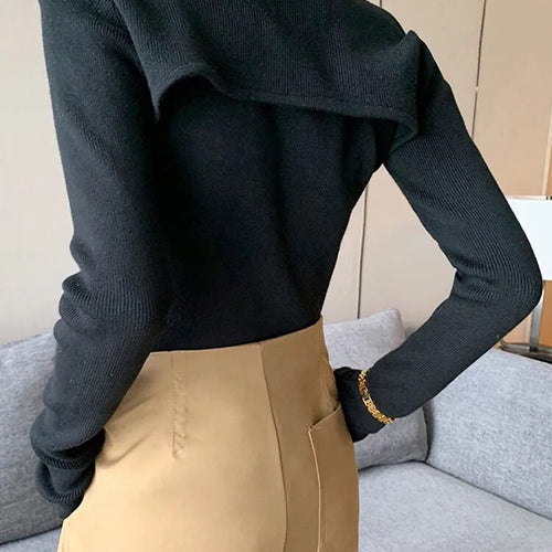 Load image into Gallery viewer, Pullover Sweaters For Women Square Collar Long Sleeve Hollow Out Slim Minimalist Sweater Female Fashion Clothes
