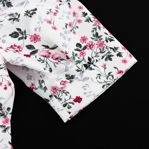 Load image into Gallery viewer, Short Sleeve Floral Mini Dress For Women Robe Turn-down Collar Elegant French Dress Ladies Fashion High Waist Dresses
