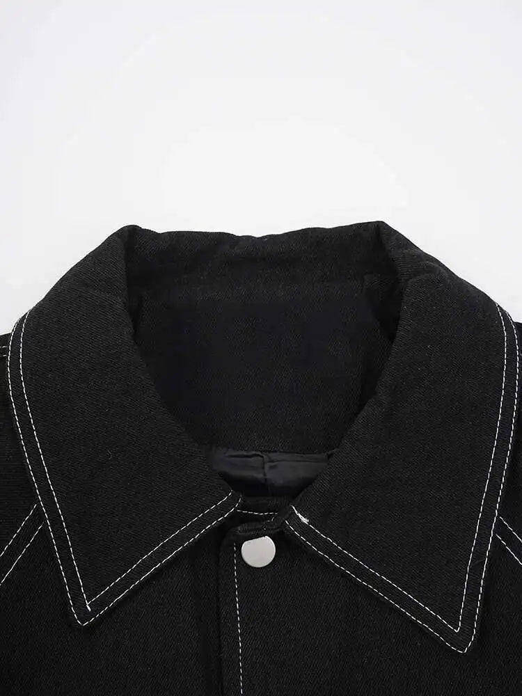 Big Size Denim Jacket Wide Leg Pants Two Piece Suit New Lapel Long Sleeve Women Fashion Tide Spring Autumn 2025 CPG2048