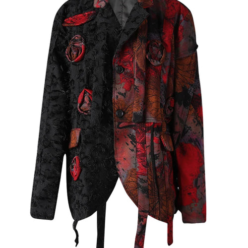 Load image into Gallery viewer, Women Black 3d Flower Ribbon Irregular Big Size Blazer New Lapel Long Sleeve Jacket Fashion Spring Autumn 2025 21Z8002
