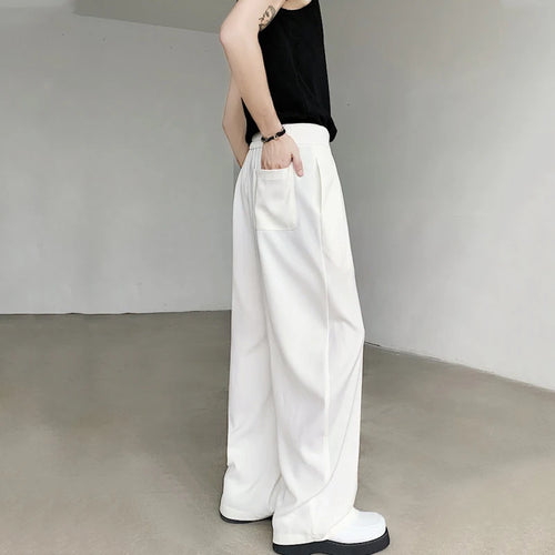 Load image into Gallery viewer, Summer Male Suit Pants Droop Solid Color Casual Straight Bottom Wide Leg Men&#39;s Loose Trousers Stylish 9C6434
