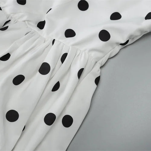 Load image into Gallery viewer, Halter Print Polka Dot Mini Dress Women Fashion Off-shoulder Sleeveless Backless High Waist A-line Club Party Dress
