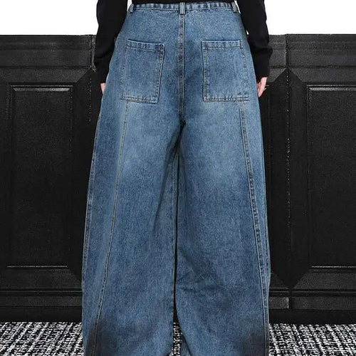 Load image into Gallery viewer, High Waist Blue Denim Vintage Shaped Long Wide Leg Jeans New Women Trousers Fashion Tide Spring Autumn 2025 1DH9388
