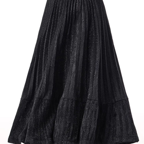Load image into Gallery viewer, High Elastic Waist Silver Color Pleated A-line Pleated Half-body Skirt Women Fashion Tide New Spring Autumn 2025 1DJ0054
