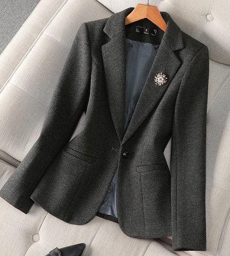 Women Ginger Yellow Office Ladies Elegant Long Sleeve Work Blazer Coat Autumn Winter 2024 New Fashion Gray Jacket Tops Popular