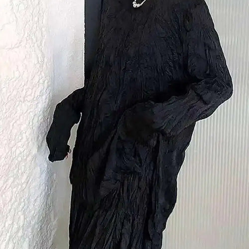 Load image into Gallery viewer, Women White Pleated Thin Big Size Casual T-shirt New Round Neck Long Sleeve Fashion Tide Spring Autumn 2025 1DH7229
