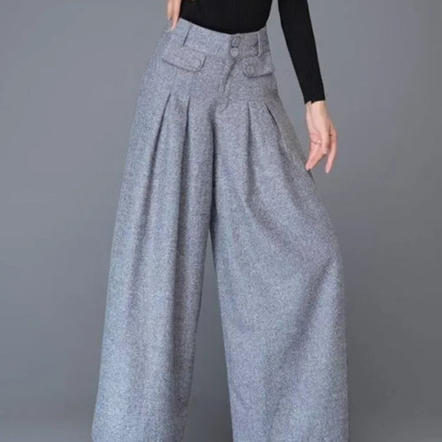 Load image into Gallery viewer, Urban Fashion Classic Grey Suit Pants for Women Fall 2025 Spring Loose Wide-leg Comfortable Pants Bottoms Office Ladies
