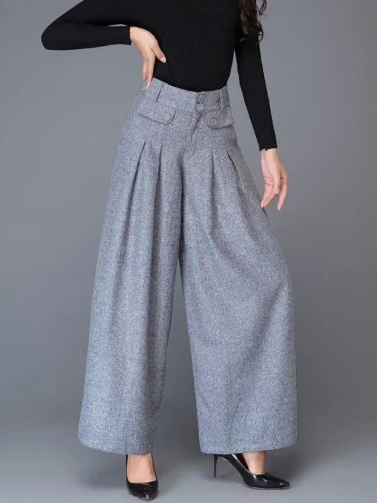 Urban Fashion Classic Grey Suit Pants for Women Fall 2025 Spring Loose Wide-leg Comfortable Pants Bottoms Office Ladies