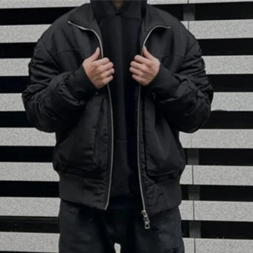 Load image into Gallery viewer, Dark Style Men&#39;s Padded Jackets Waterproof Fabric Zipper Stand Collar Zipper Patchwork Solid Color Male Short Coats 9C9081
