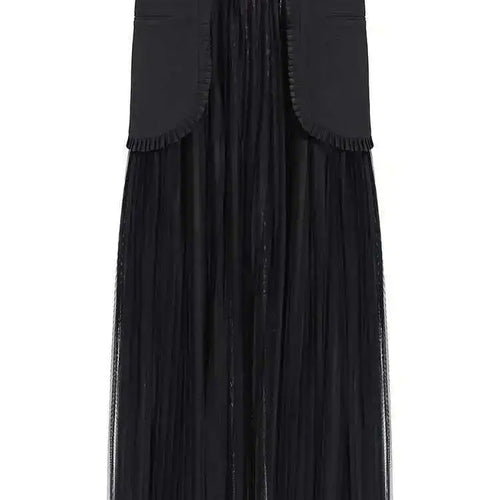 Load image into Gallery viewer, Half-body Skirt Pleated Mesh Two Pieces Suit New Lapel Long Sleeve Black Loose Women Fashion Spring Autumn 2025 1DE6625
