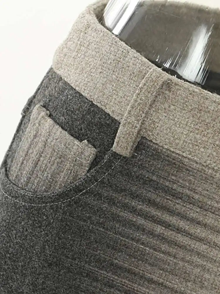 High Waist Gray Printed Pocket Elegant Trumpet  Woolen Half-body Skirt Women Fashion Tide New Spring Autumn 2025 1DH3247