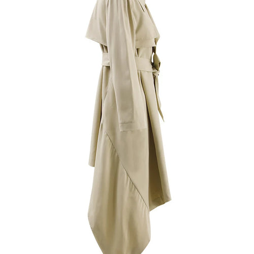 Load image into Gallery viewer, Women Khaki Irregular Hem Big Size Long Trench New Lapel Long Sleeve Windbreaker Fashion Tide Spring Autumn 2025 YX0378
