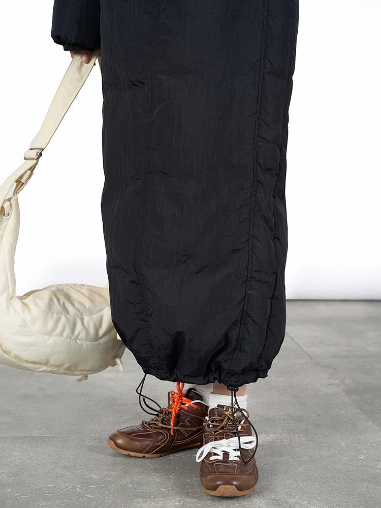 High Waist Beige Drawstring Shaped Warm Duck Down Half-body Skirt Women Fashion Tide New Autumn Winter 2025 1DH7468