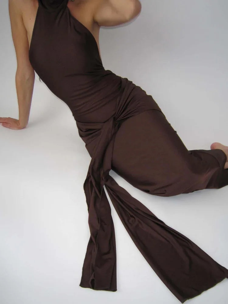 Sexy Sleeveless Backless Lace Up Evening Dress Women's Elegant Slim Fit Maxi Dress Female Elegance Party Vesidos 2024