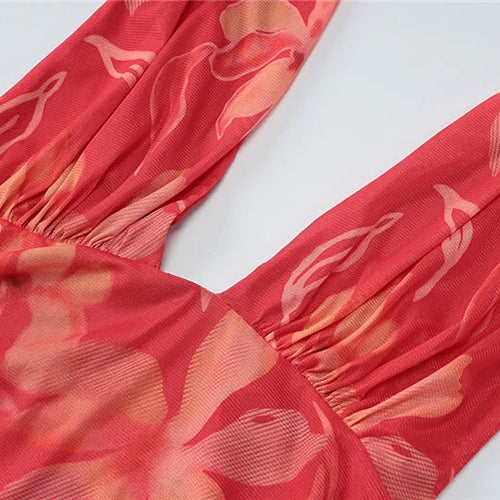 Load image into Gallery viewer, Halter Deep V Neck Ruffled Sexy Maxi Dress For Women Fashion Sleeveless Backless High Waist Bodycon Club Printed Dress
