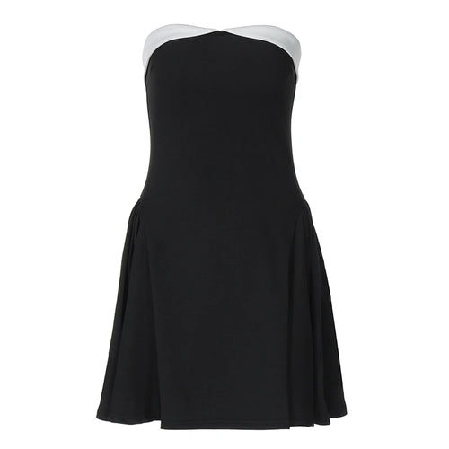 Load image into Gallery viewer, Sexy Sleeveless Patchwork Off-shoulder Backless Strapless Mini Dress For Women Solid Zipper Slim Sexy Club Party Dress
