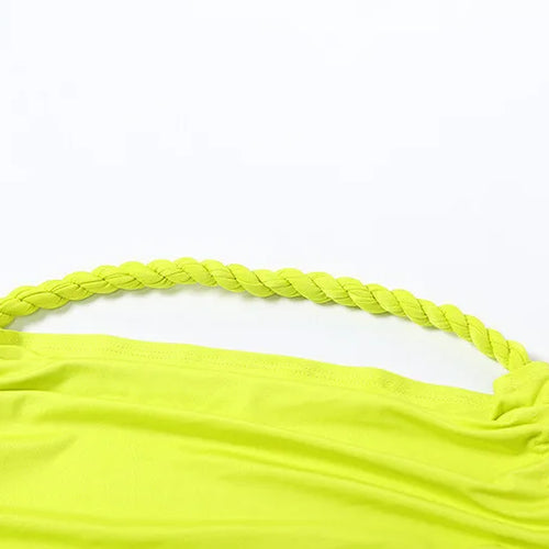 Load image into Gallery viewer, Green Sexy Two Piece Sets Women Oblique Shoulder Crop Tops And Maxi Skirt Female Thigh High Split Ruched Long Dress
