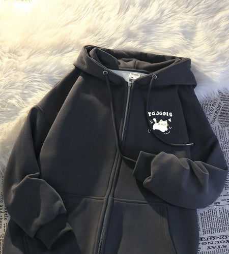 Hooded Sweatshirts for Women 2024 Ropa Mujer Thicked Oversized Jackets Y2k Tops Casual Fashion Anime Zipper Hoodies Coats 49C858