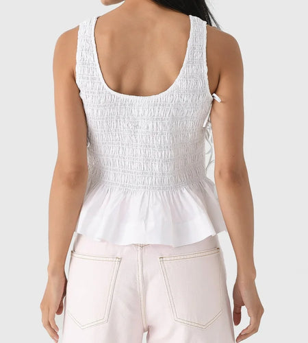 y2k Crop Tops Women Summer Clothing Round Neck Sleeveless Side Tie Up Ruched Ruffle Hem T Shirts Vest 2000s Streetwear