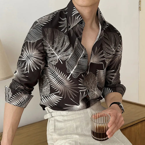 Load image into Gallery viewer, Printing Design Men's Shirts New British Long Sleeve Clothing Loose Lape Collar Single Breasted Male Top Summer 2025 9W1574
