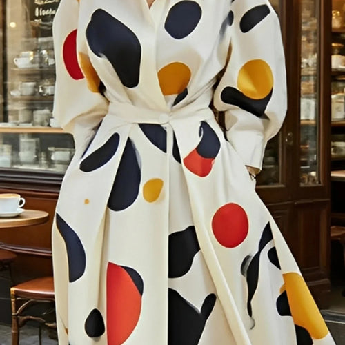 Load image into Gallery viewer, Classy Shirts Long Dresses Woman 2025 Spring Fall Printed Elegant Clothes Long Sleeves Womens Urban Pleating Maxi Dress
