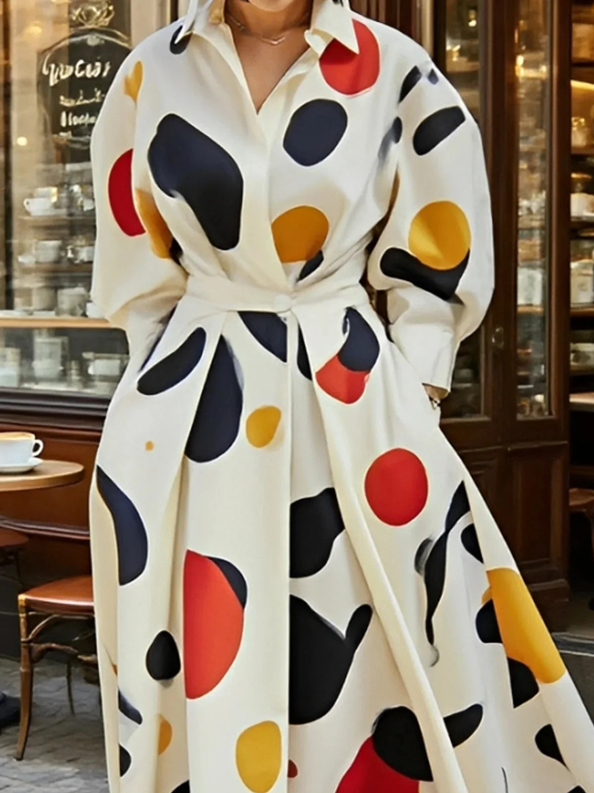 Classy Shirts Long Dresses Woman 2025 Spring Fall Printed Elegant Clothes Long Sleeves Womens Urban Pleating Maxi Dress