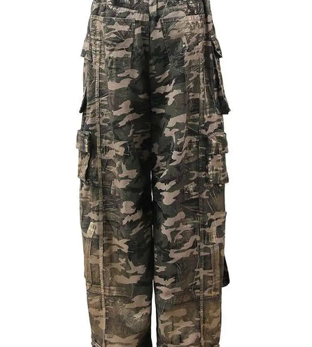 High Waist Gold Color Pockets Vintage Cargo Pants New Loose Fit Trousers Women Fashion Tide Spring Autumn 2025 1DH3900