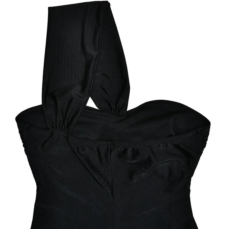 Strapless Backless Sexy Maxi Dress For Women Fashion One Shoulder Sleeveless Bodycon Club Party Long Dress Elegant