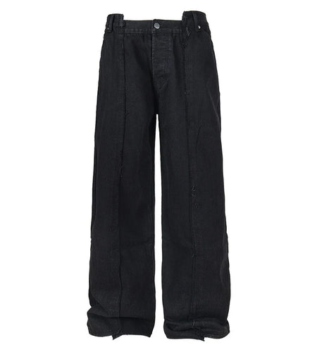 Men's Jeans Edge Splicing Design New American Style Washed Straight Wide Leg Line Trendy Male Casual Toursers Summer 9W1887