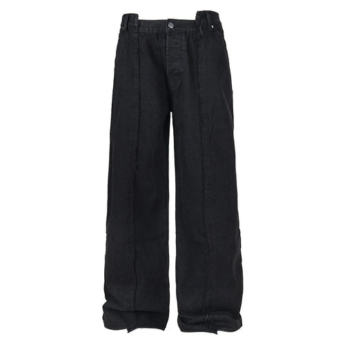 Load image into Gallery viewer, Men&#39;s Jeans Edge Splicing Design New American Style Washed Straight Wide Leg Line Trendy Male Casual Toursers Summer 9W1887
