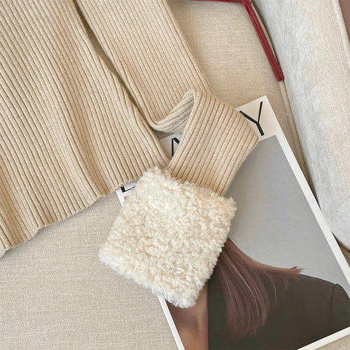 Load image into Gallery viewer, Autumn Winter 2025 Black Half Zipper Pullover Fashion Short Sweater Women Beige Long Sleeve Office Knitwear Warm Tops Clothing
