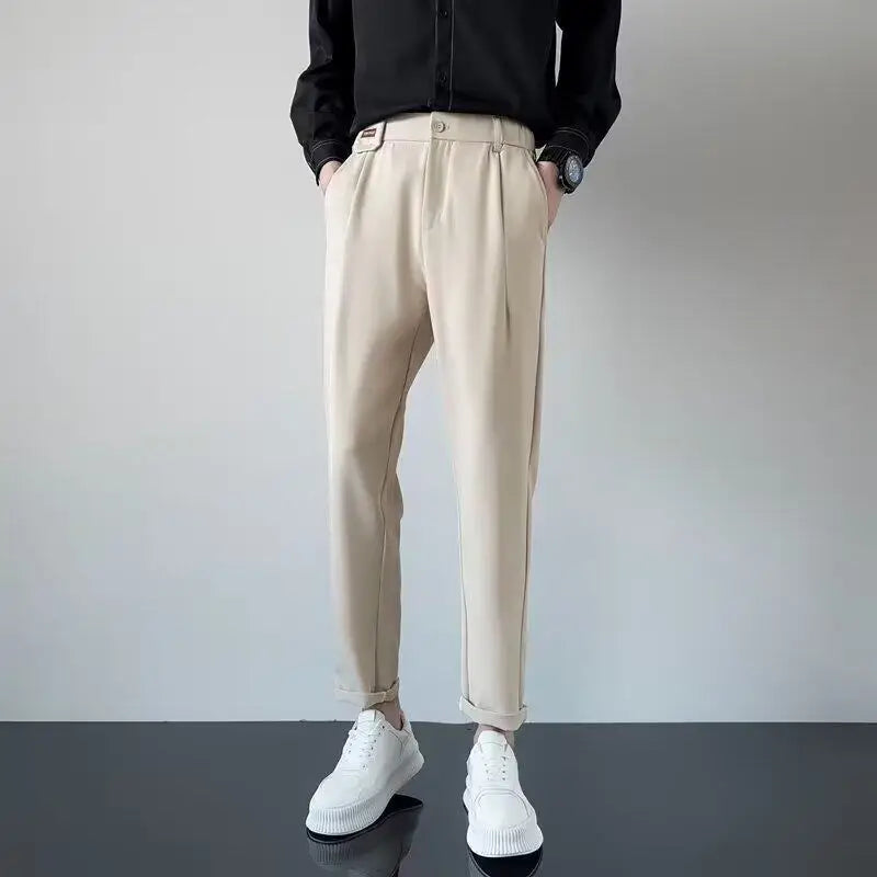 Men's Suit Long Pants Straight Leg Casual Pant Male Solid Color Bottoms Trendy New Korean Fanshionable Tide Spring 9W1211