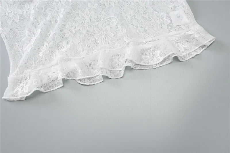 Lace Sexy Two Piece Sets Women Spaghetti Strap Sleeveless Crop Tops And Long Skirt Matching Sets Elegant Club Sets