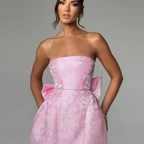 Load image into Gallery viewer, Backless Bow Sexy Mini Dress For Women Fashion Off-shoulder Strapless Sleeveless Bodycon Club Party Dress Elegant
