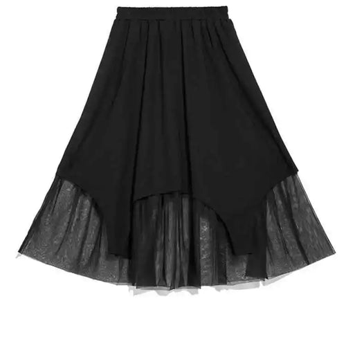 Load image into Gallery viewer, High Elastic Waist Black Mesh Fake Two Long CasualHalf-body Skirt Women Fashion Tide New Spring Autumn 2025 1DF6509
