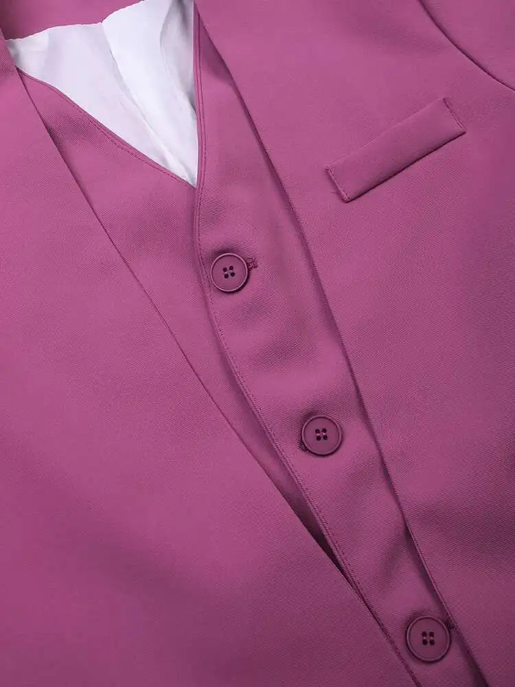 Women Purple Red False Two Big Size Short Blazer New V-neck Long Sleeve Jacket Fashion Tide Spring Autumn 2025 CPG1158