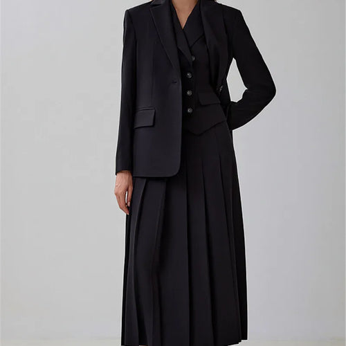 Load image into Gallery viewer, Autumn Two Piece Sets Women Double-breasted Vest And Split Skirt Matching Sets Fashion Long Pleated Skirt Two Piece Set
