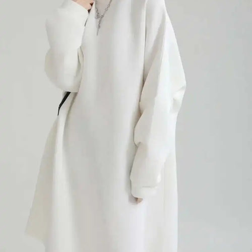 Load image into Gallery viewer, Women White Big Size Shaped Long Dress New Round Neck Long Sleeve Loose Fit Fashion Tide Spring Autumn 2025 1DE4098
