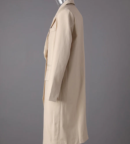 Women Khaki Double Breasted Big Size Elegant Blazer New Lapel Long Sleeve Jacket Fashion Tide Spring Autumn 2025 1DH3412