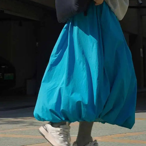 Load image into Gallery viewer, High Elastic Waist Blue Thick Cotton-padded Aline Half-body Skirt Women Fashion Tide New Autumn Winter 2025 1DH2758
