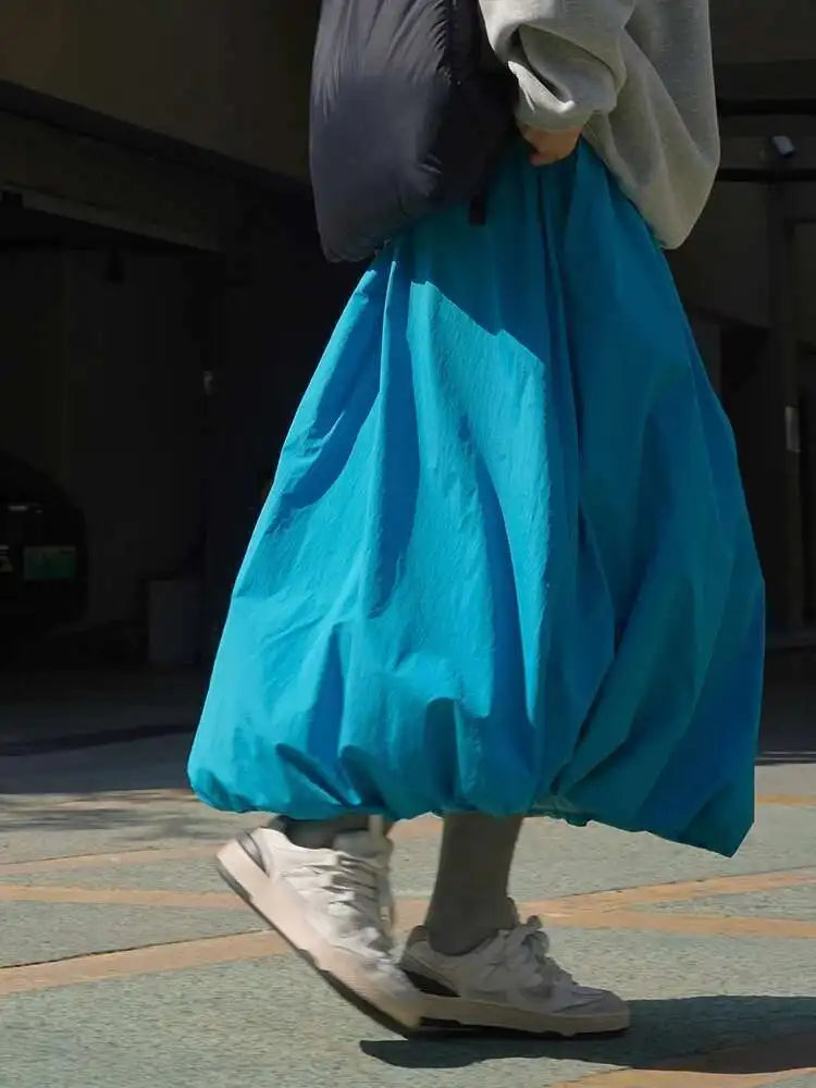 High Elastic Waist Blue Thick Cotton-padded Aline Half-body Skirt Women Fashion Tide New Autumn Winter 2025 1DH2758