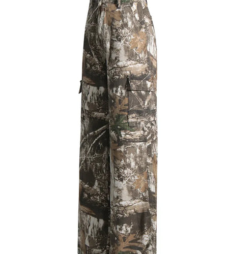 Patchwork Button Casual Loose Wide Leg Pants For Women High Waist Camouflage Jeans Female Fashion Clothing