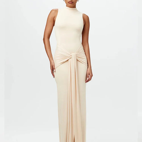 Load image into Gallery viewer, Elegant Sleeveless Bodycon Lace Up Party Evening Dress Women Autumn/Winter New2025 Slim Vestido Elastic Tight Clothing
