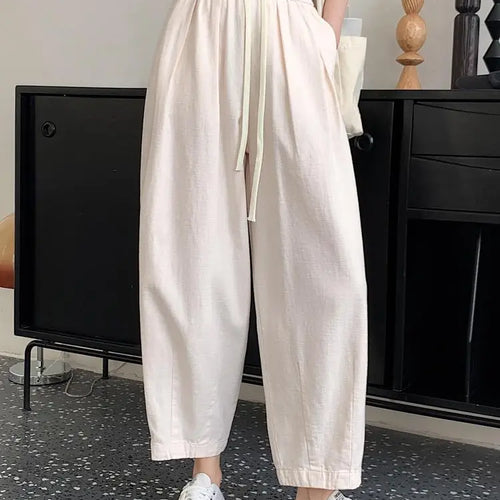 Load image into Gallery viewer, Black White High Waist Big Size Drawstring Harem Ankle-length Pant Women Spring Summer Brown Baggy Korean Casual Sweatpants New
