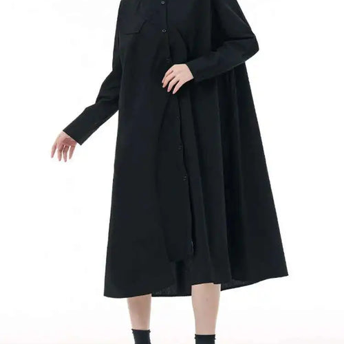 Load image into Gallery viewer, Women Purple Irregular Spliced Big Size Shirt Dress New Lapel Long Sleeve Loose Fit Fashion Spring Autumn 2025 1DH0654
