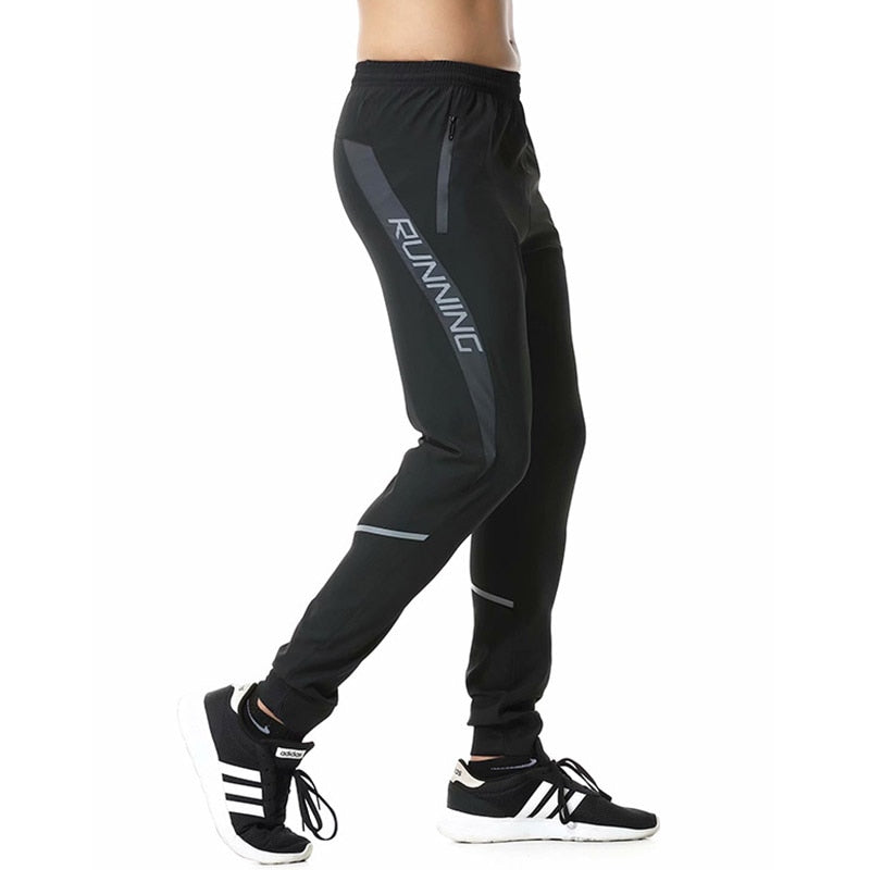 Men Running Pants zipper Reflective Football Soccer Sporting pant Training sport Pants Legging jogging Gym Trousers