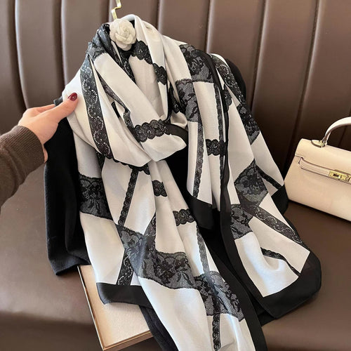Load image into Gallery viewer, Designer Silk Scarf Female Foulard Bandana Long Shawls Wraps Winter Neck Scarves Pashmina Lady Hijab Luxury New
