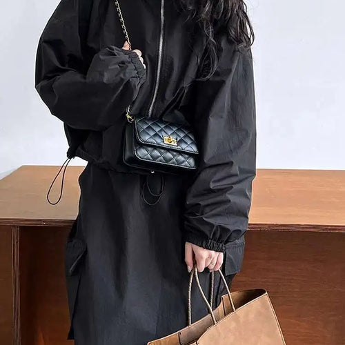 Load image into Gallery viewer, Jacket Drawstring Big Size Half-body Skirt Two Pieces Suit New Stand Collar Women Fashion Spring Autumn 2025 1DH0976
