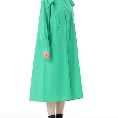 Load image into Gallery viewer, Women Green Rose Red Spliced Big Size Midi Shirt Dress New Lapel Long Sleeve Fashion Tide Spring Autumn 2025 1DH5167
