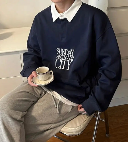 Men's Sweatshirt Letter Embroidery New Spring American Streetwear Casual Trend Stylish Male Long Sleeve T-shirt 9W1432